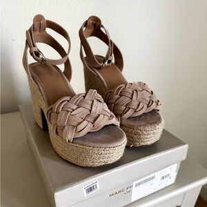 Marc Fisher Tan/Taupe Woven Platform Sandals